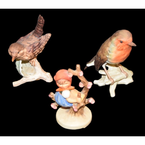 370 - A Hummel Figurine and Two Goebel Birds