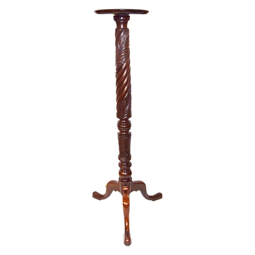 374 - A Large Victorian Carved Mahogany Torchere