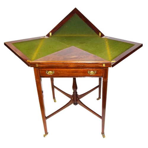 377 - An Edwardian Inlaid Mahogany Envelope Top Card Table