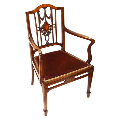 378 - An Edwardian Mahogany Upholstered Armchair