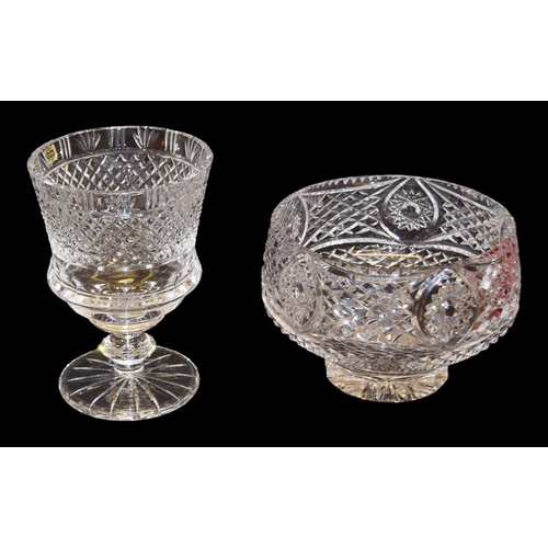 448 - A Cavan Crystal Footed Vase and A Tyrone Crystal Bowl