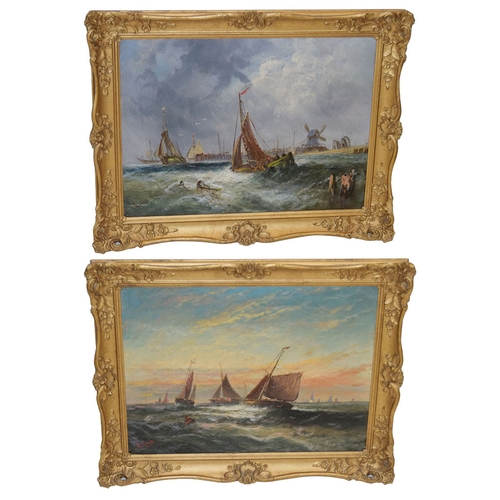 450 - A Very Fine Pair of Oil Paintings 'Fishing Boats' - Edwina Lara