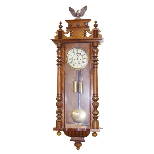 454 - A Mahogany Cased Double Weight Vienna Wall Clock