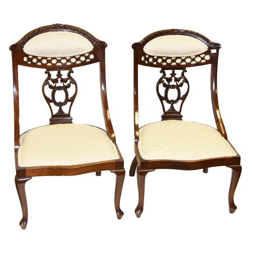 472 - A Nice Pair of Upholstered Mahogany Chairs