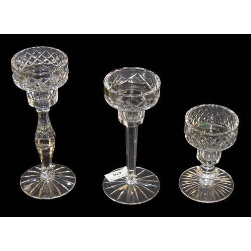 476 - A Set of Three Crystal Candleholders