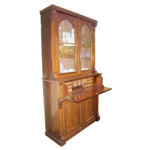 50 - A Very Good Mahogany Bureau Bookcase, Fitted Interior