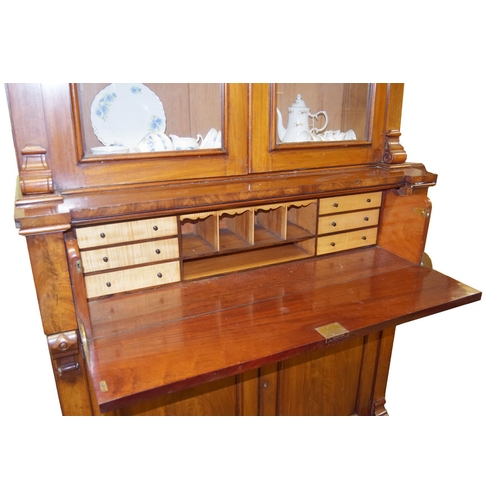 50 - A Very Good Mahogany Bureau Bookcase, Fitted Interior