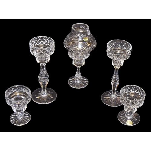 545 - A Tyrone Crystal Candleholder and Two Sets of Candlesticks