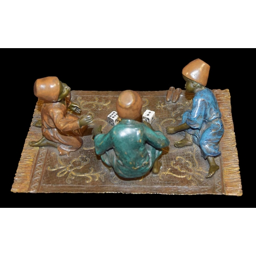 557 - A Nice Cold Painted Bronzed Figurine 'The Dice Players'