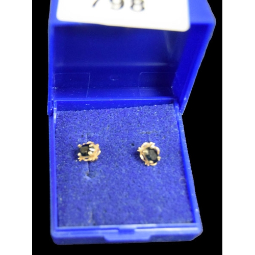 798 - A Pair of 9ct Gold Sapphire Earrings