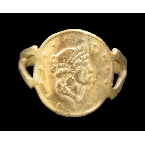 808 - A Small 'Tallar' Gold Coin Ring