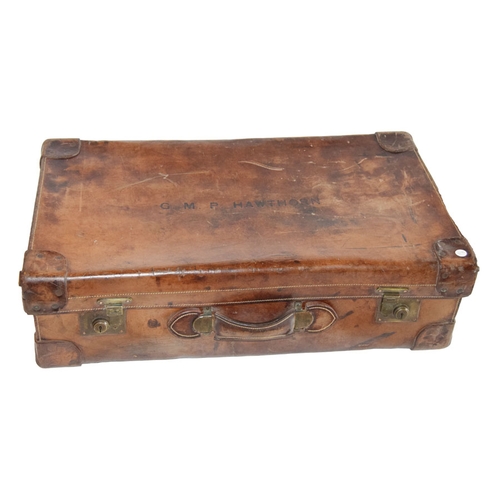 4 - An Antique Leather Suitcase by John Pound, London