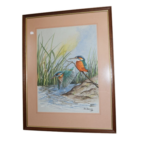 42 - A Watercolour 'Kingfishers' - John Hutchinson