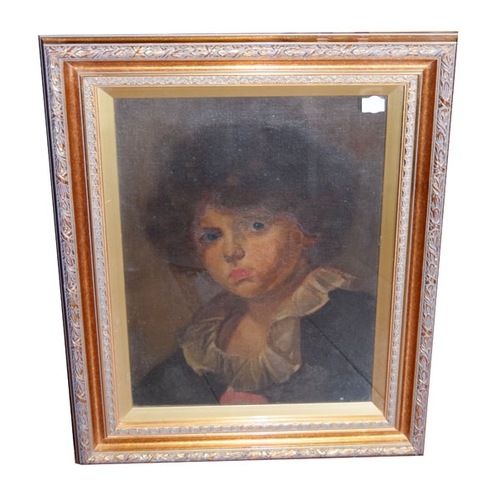 43 - A 19th Century Oil On Canvas Half Portrait of a Boy