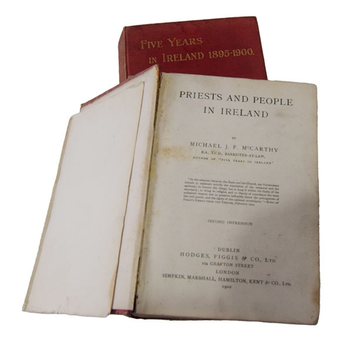 75 - Two Rare Books 'Five Years in Ireland 1895 -1900' and 'Priests and People in Ireland' - Micheal J Mc... 