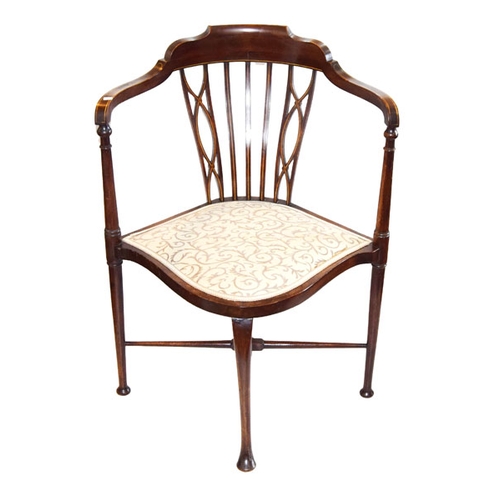 91 - An Inlaid Mahogany Corner Chair