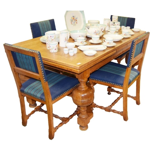 155 - A Danish Extendable Wooden Dining Room Table and Six Matching Upholstered Chairs