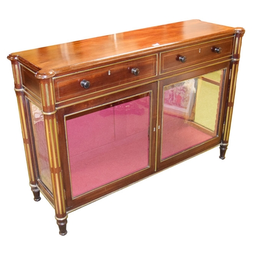 167 - A Regency Side Cabinet with Glass Doors and Sides, Two Drawers, Circa 1815