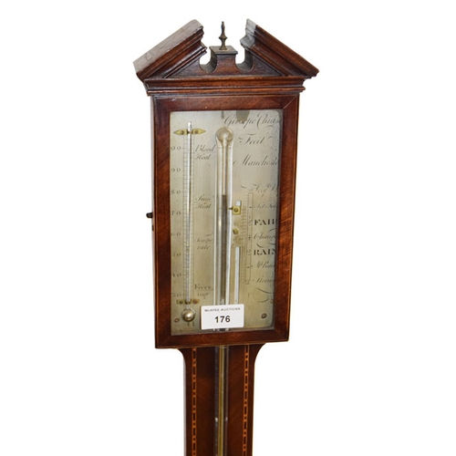 176 - A Georgian Inlaid Mahogany Stick Barometer (*Castle)