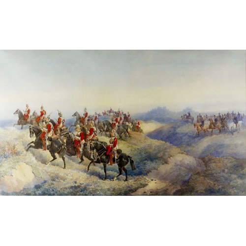 25 - A Gilt Framed Watercolour 'The Life Guards in Long Valley Aldershot' - Orlando Norie , Circa 1875