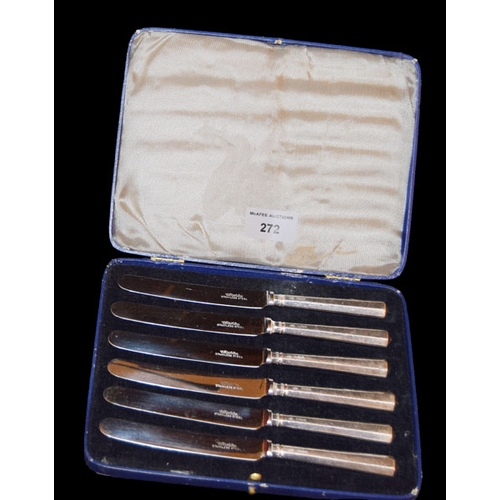 272 - A Set of Six Silver Handled Tea Knives, Sheffield 1933