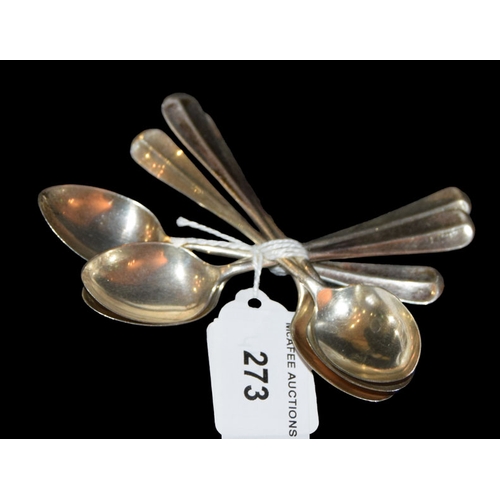 273 - A Set of Six Silver Coffee Spoons, Sheffield 1922