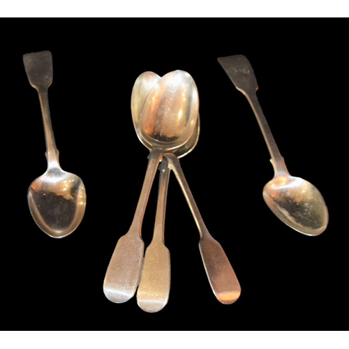 276 - Five Irish Silver Dessert Spoons, Four Dublin 1853 and one Dublin 1839