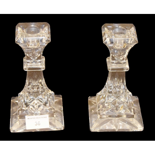 36 - Two Waterford 'Lismore' Crystal Candlesticks