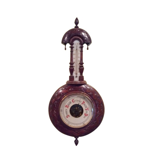 55 - A Very Nice Mahogany Aneroid Tear Drop Barometer