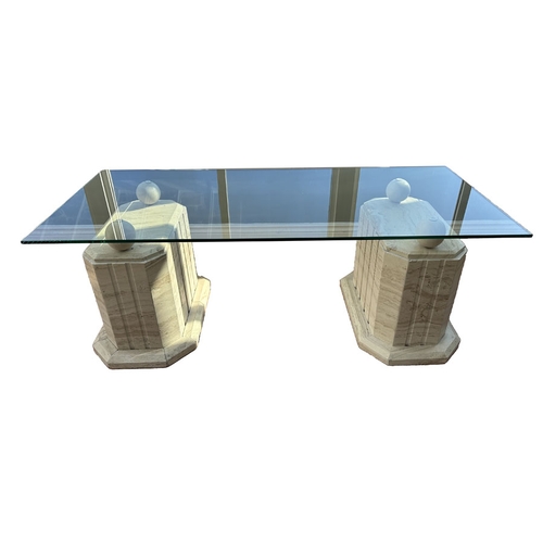 6 - A Glass Top Table with Marble Stands