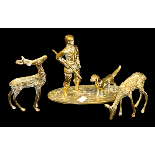 147 - A Lot of Three Brass Figurines