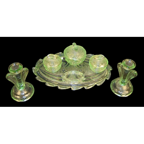 317 - A Seven Piece Glass Dressing Table Set