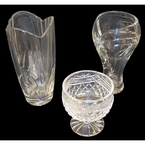 319 - Two Very Good Crystal Vases and a Tyrone Crystal Comport