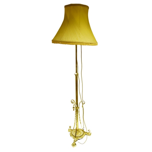 368 - A Very Good Brass Telescopic Standard Lamp and Shade