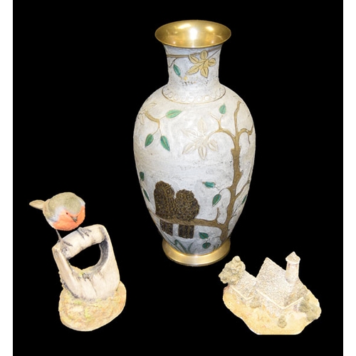 594 - A Decorated Vase and Two Ornaments