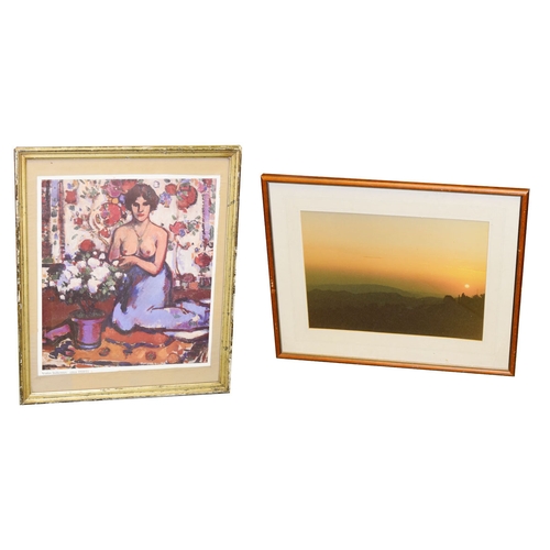 596 - A Nicely Framed 'Moonlight' Print and Another Framed Print 'Young Lady'