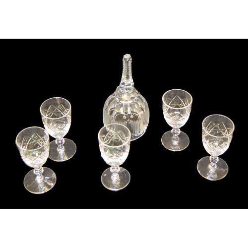 608 - A Crystal Handbell and Five Stemmed Glasses