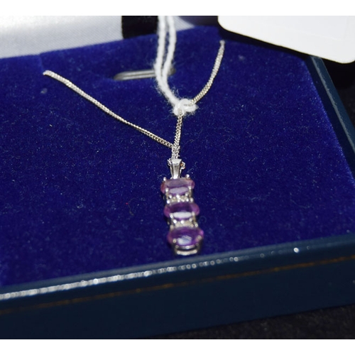 818 - A 9ct Gold and Amethyst Chain and Pendant