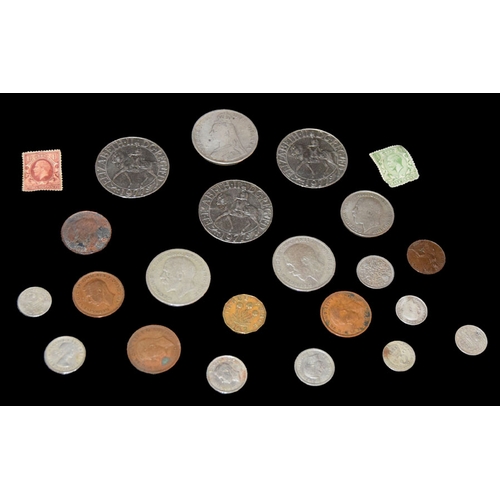 829 - An 1890 Crown and a Box of Assorted Coins