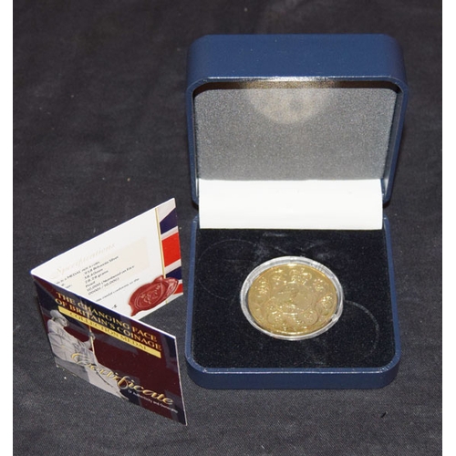 844 - A Gilted 'Changing Face of Britain' Cased Coin