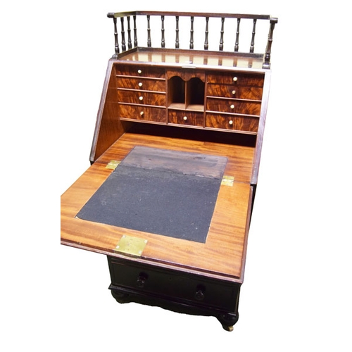 265 - An Unusual Georgian Mahogany Fall Front Writing Bureau With Fitted Interior