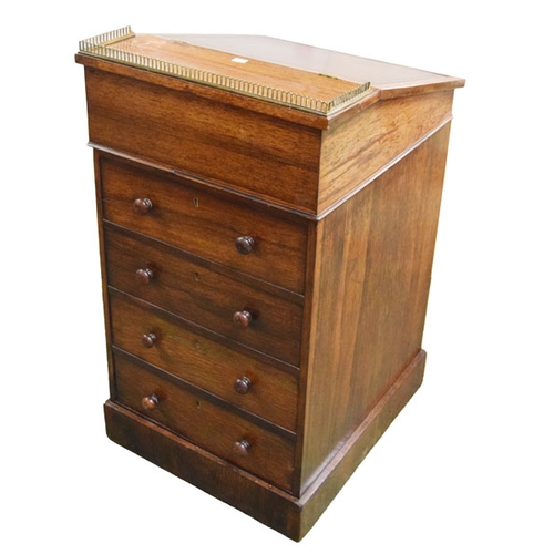 315 - An Unusual Victorian Rosewood Davenport Desk, Leather Inset and Unusual Swivel Top