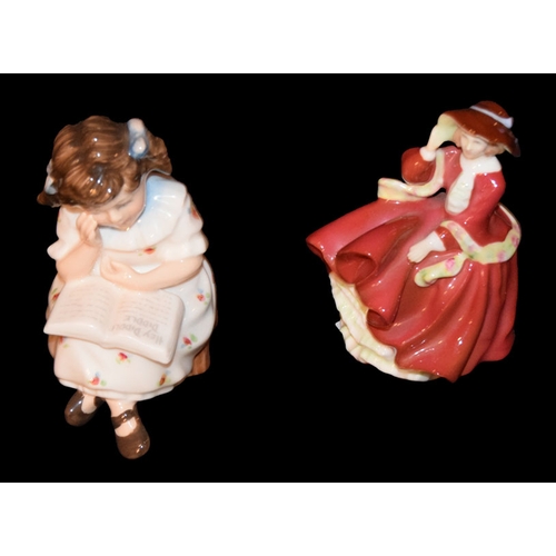 489 - Two Small Royal Doulton Figurines 'Top of the Hill' and 'Story Time'