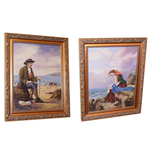 512 - A Pair of Oil Paintings 'On the Beach' - R Cochrane