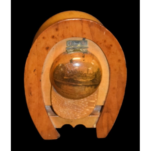 626 - An Unusual Victorian Mauchcineware Inkwell In The Shape of A Horseshoe and Jockey Cap