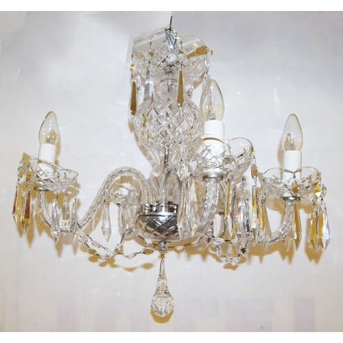 655 - A Very Nice Five Branch Waterford Crystal Chandelier