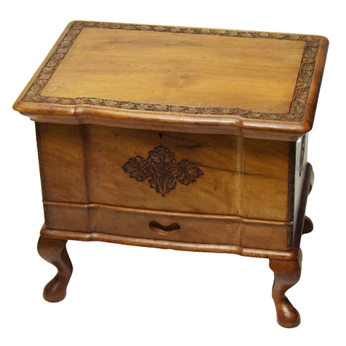 674 - A Nice Sized Carved Wooden Sewing Box