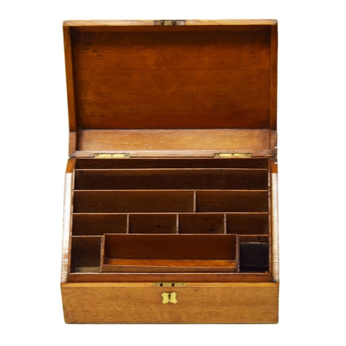 678 - A Very Nice Inlaid Oak Fitted Stationary Box