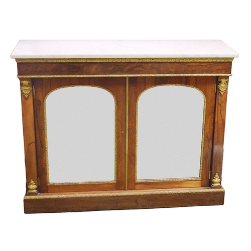 680 - A Very Nice Rosewood and Partial Gilt, Mirror Door, Marble Top Credenza