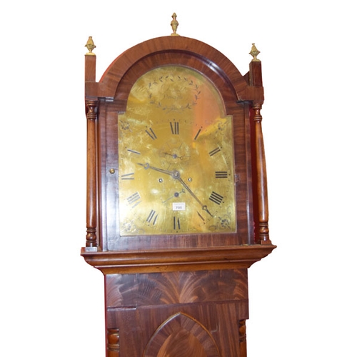 705 - A Mahogany Longcase Clock, Brass Arch Dial 'Donald of Newcastle'